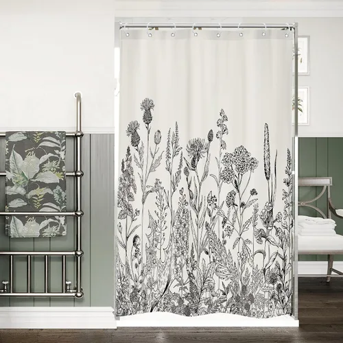 Miniatura 34 de Riyidecor - Cortina de ducha con estampado de flores silvestres para decorar un baño pequeño o una ventana, 36 pulgadas de ancho x 72 pulgadas