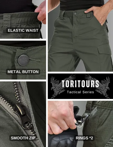 Miniatura 5 de Pantalones de senderismo para hombre, Ripstop tácticos para hombre, pantalones de trabajo ligeros para hombre, impermeables, BDU para viajes al aire