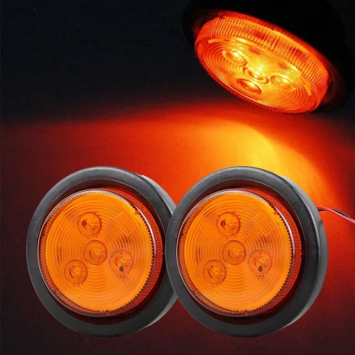 Miniatura 5 de NEW SUN® Paquete de 4 luces LED marcadoras de remolque de 2.5 pulgadas, ámbar y rojo, impermeables con diseño reflejo redondo, 4 diodos, ojales