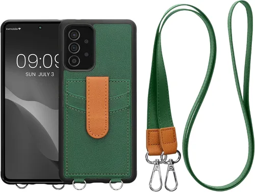 Miniatura 8 de kwmobile Funda cruzada compatible con Samsung Galaxy A52 / A52 5G / A52s 5G - Funda con ranuras para tarjetas de piel sintética, color verde pixie
