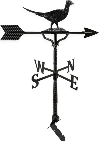 Miniatura 5 de Montague Metal Products Veleta de lujo de 32 pulgadas con adorno de faisán negro satinado