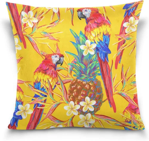 Miniatura 6 de ALAZA Fundas de almohada de doble cara, fundas de almohada cuadradas de terciopelo de algodón con hojas de palma verde tropical, 20 x 20 pulgadas, T