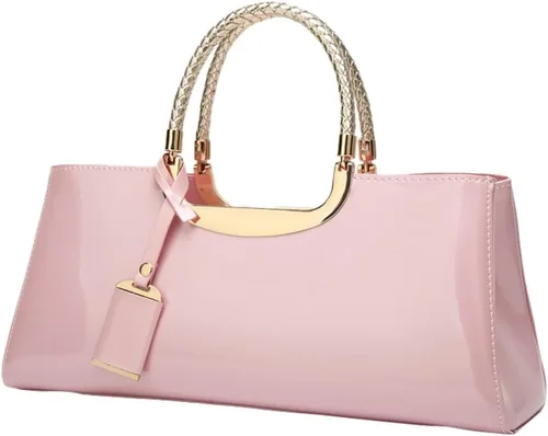 Miniatura 10 de Bolso de mano de cuero vegano brillante para mujer, bolso de hombro grande para mujer, bolso de mano de noche, bolso de mano para fiesta