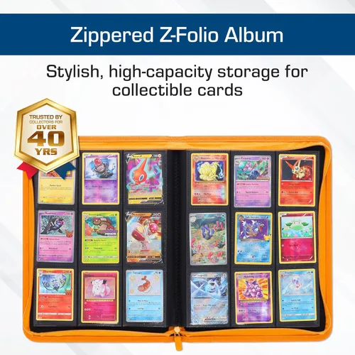 Miniatura 2 de BCW Z-Folio - Álbum LX de 9 bolsillos - Naranja Organizador de tarjetas con cremallera segura Carpeta de colección de tarjetas de cuero