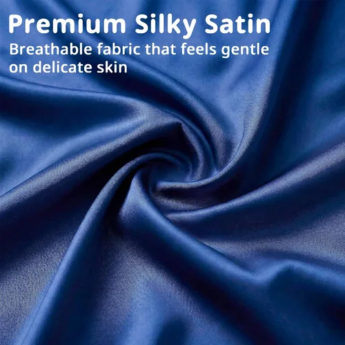 Miniatura 4 de Pro Goleem Paquete de 2 sábanas de satén para cuna, color azul y negro, suave y sedosa, para protección del pelo del bebé, funda de colchón