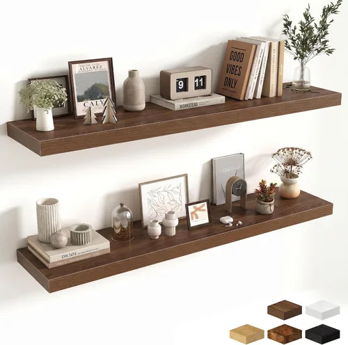 Miniatura 135 de Estantes flotantes de 48 pulgadas para pared, estante de chimenea de 10 pulgadas de profundidad, estantes flotantes de madera para pared, estantes