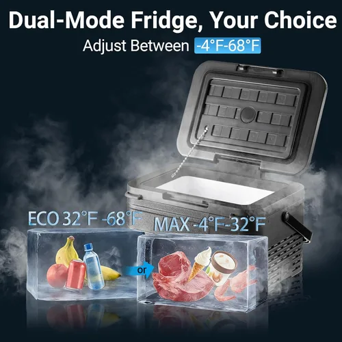 Miniatura 2 de Erivess Refrigerador portátil de 12 voltios, congelador compresor de 12QT (11L), 12/24V CC y 110-240V CA, modo dual -4℉~68℉, refrigerador