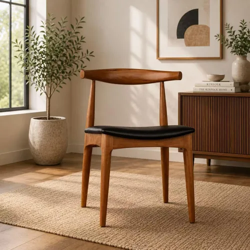 Miniatura 2 de 2xhome Juego de 2 sillas de comedor de madera maciza Asiento acolchado de piel sintética tapizado Silla de brazo moderna estilo granja