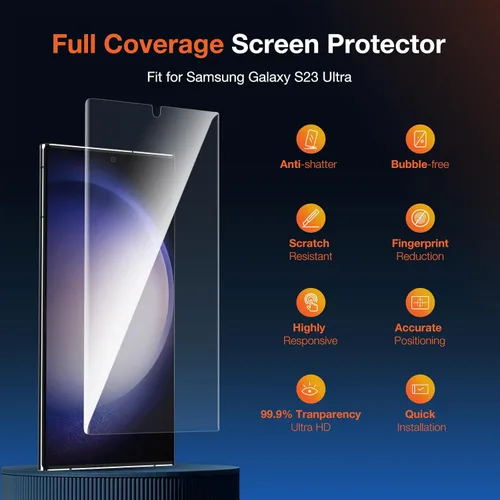 Miniatura 2 de KUZOOM Paquete de 2: kit de instalación de protector de pantalla para Samsung Galaxy S22 Ultra 5G de 6.8 pulgadas, película protectora de cobertura