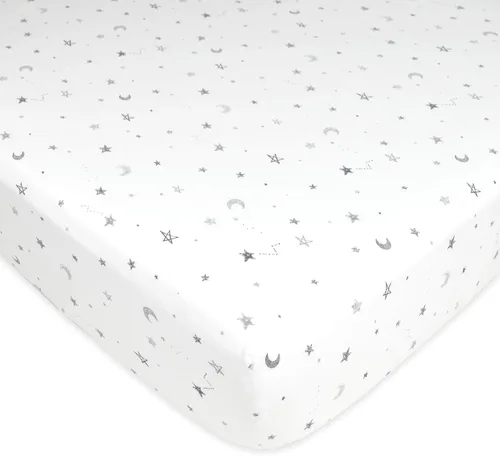 Miniatura 19 de TL Care Paquete de 2 sábanas bajeras ajustables 100% algodón natural de 39 x 27 pulgadas, suaves y transpirables para patio de juegos y colchón
