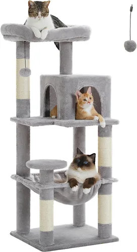 Miniatura 28 de MUTTROS Árbol para gatos de interior, torre para gatos de varios niveles de 44.5 pulgadas con hamaca grande de marco de metal, condominio para gatos