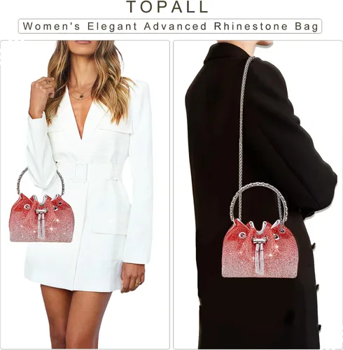 Miniatura 5 de Bolso de noche con diamantes de imitación para mujer, bolso de mano plateado con diamantes brillantes para mujer, fiesta, club, boda, baile