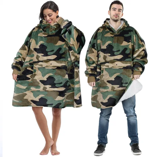 Miniatura 10 de Tirrinia Sudadera Manta de Gran Tamaño con Capucha, Mantas Sherpa Esponjosas Vestibles, Manta Sudadera Reversible y Acogedora, Regalo para Adultos #