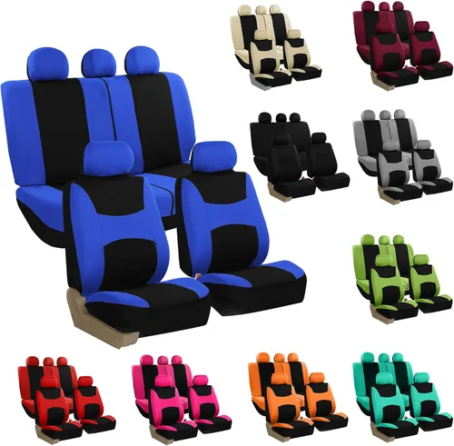 Miniatura 7 de TLH - Juego de fundas de asientos delanteros de tela plana ligera y fresca para automóvil, compatible con bolsa de aire, protector de asiento Púrpura