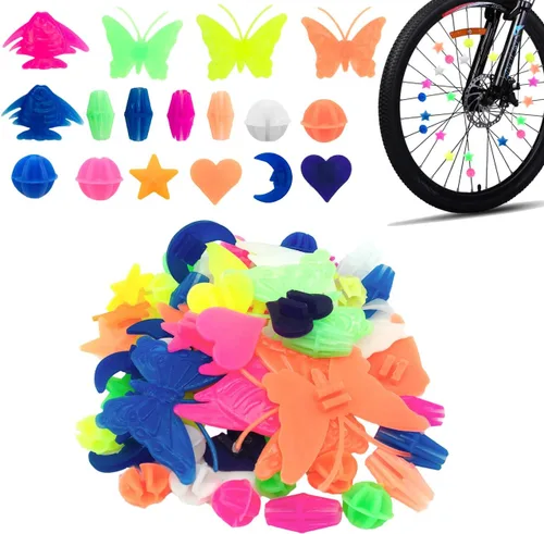 ACKLLR 133 cuentas de radios para rueda de bicicleta, coloridas decoraciones de bicicleta, clip de plástico, cuentas decorativas redondas para