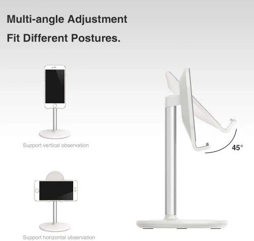 Miniatura 5 de Soporte Bright Stone para teléfono de escritorio, soporte ajustable para teléfono celular para escritorio, compatible con Blanco