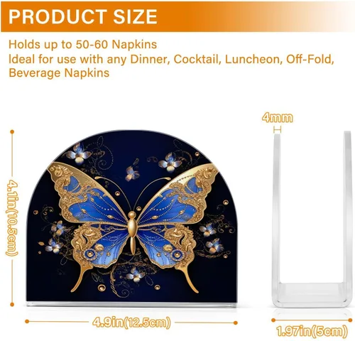 Miniatura 3 de Servilleteros elegantes de mariposa para mesas, servilleteros de acrílico transparente para cócteles, cocina, restaurante, bar, decoración del hogar
