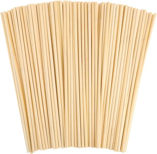 Miniatura 10 de 150 Piezas Varillas de Madera – Palitos de madera de 1/8 x 12 pulgadas para manualidades, palos de bambú natural sin terminar para ramo de flores