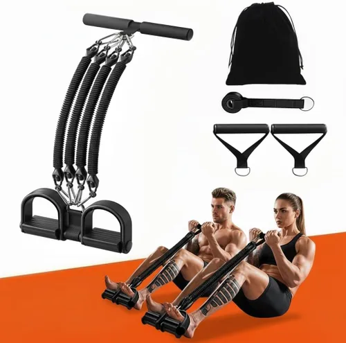 Miniatura 8 de Banda de resistencia de pedal multifunción 2026 con asa, tirador de tobillo ajustable de 4 tubos para ejercicio de cuerpo completo, entrenamiento