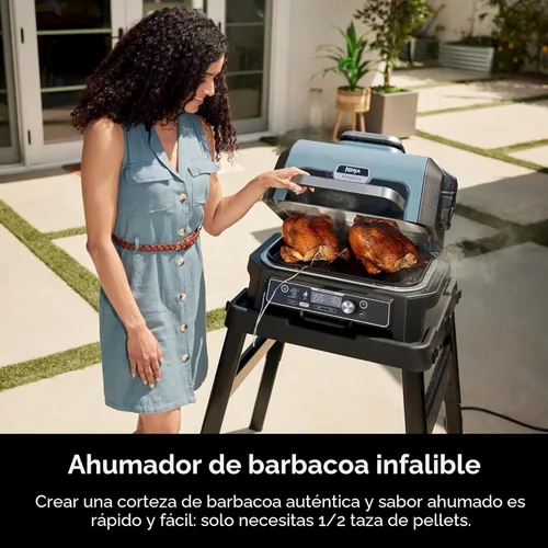 Miniatura 3 de Ninja OG951 Woodfire Pro Connect Premium XL - Parrilla y ahumador para exteriores, Bluetooth, habilitado por app, parrilla maestra 7-en-1, ahumador