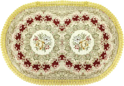 Wrapables® Mantel individual ovalado floral vintage de 18.5 x 13 pulgadas con bordado dorado, rojo regio