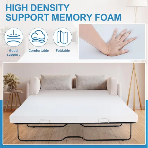 Miniatura 2 de SUNYRISY Colchón Plegable de Repuesto para Sofá Cama de Espuma Viscoelástica de 4 Pulgadas, Colchón Tríptico para Sofá Cama Extraíble Tamaño Full