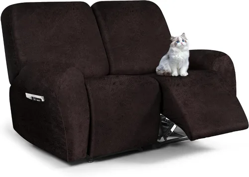 Miniatura 20 de ANARACHON Fundas para sillas reclinables con aspecto de cuero, funda elástica de 4 piezas, funda suave para silla reclinable, protector de muebles