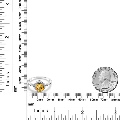 Miniatura 63 de Gem Stone King Anillo de compromiso solitario de moissanita blanca con piedra natal de corte cojín de 0.276 in para mujer, plata de ley 925
