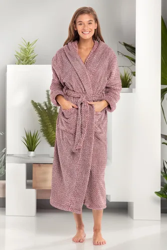 Miniatura 2 de Alexander Del Rossa Bata mullida y esponjosa para mujer, batas largas con capucha para mujer, talla grande