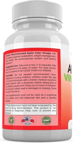 Miniatura 3 de Cápsulas de vinagre de sidra de manzana (120 cápsulas vegetales) Suplemento orgánico ACV con probióticos - 1500 mg por porción - Apoya el bienestar