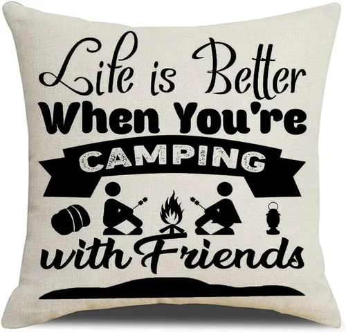 Miniatura 9 de Fundas de almohada de lino y algodón con texto en inglés "The Best Memories are Makes" (Los mejores recuerdos están hechos) de lino y algodón, 18 x