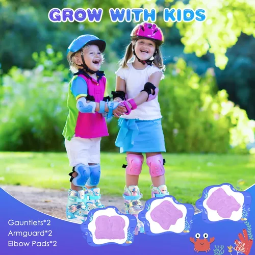 Miniatura 6 de Kids Roller Skates with 6 Protection Pads, Adjustable Size Girl Roller Skates for Kids Beginner, Toddlers Roller Skate with 8 Light Up