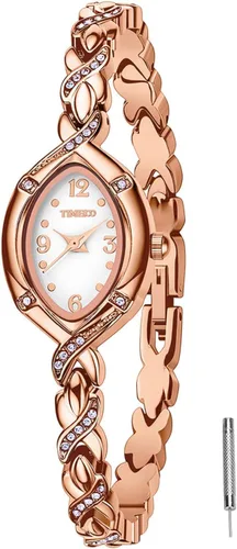Miniatura 10 de TIME100 Reloj de pulsera para mujer, de cuarzo, con esfera verde, bisel con cristales en el movimiento, correa de pulsera con diamantes, resistente