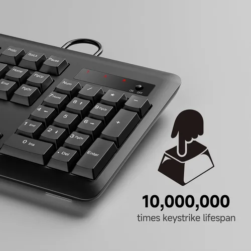 Miniatura 6 de Redragon BK7366 Teclado con cable, Teclado de Computadora USB Multimedia Silencioso, Teclado Silencioso con Teclado Numérico Grande, Resistente a
