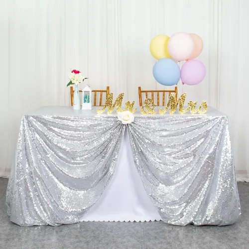 Miniatura 53 de ShinyBeauty Mantel Cuadrado Pequeño de 36 x 36 Pulgadas Mantel de Lentejuelas Azul Bebé Cubierta de Mesa con Purpurina Superposición Cuadrada
