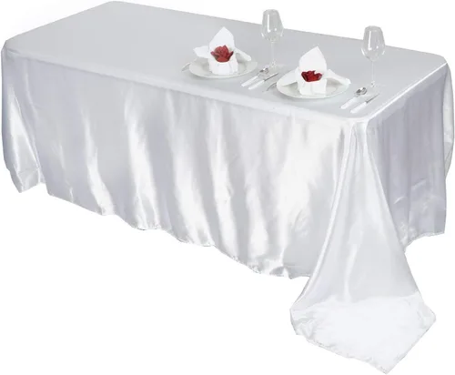 Miniatura 14 de BalsaCircle Mantel rectangular de satén fucsia de 90 x 156 pulgadas, para bodas, recepciones, eventos, cocina, comedor