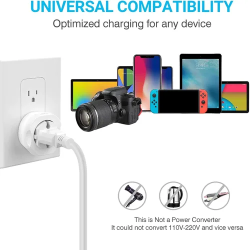 Miniatura 6 de 1 paquete de adaptador de enchufe europeo a estadounidense, adaptador VINTAR UE a EE.UU., convertidor de viaje de Europa a Estados Unidos