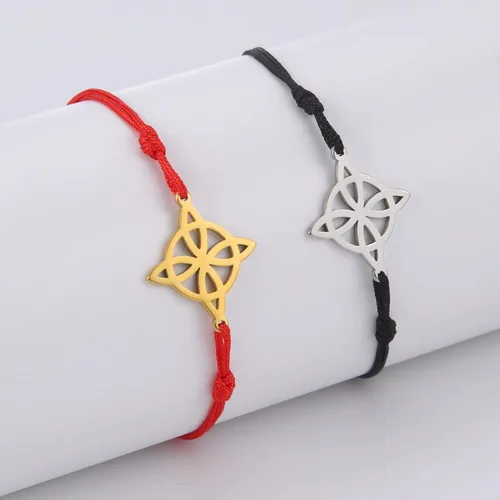 Miniatura 3 de Caiyao Pulsera para mujer, nudo de bruja celta, pulsera mágica en capas de acero inoxidable, dije de brujería, pulsera mística de doble cuerda