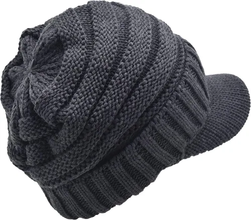 Miniatura 5 de C.C Gorro de punto acanalado de gran tamaño con visera