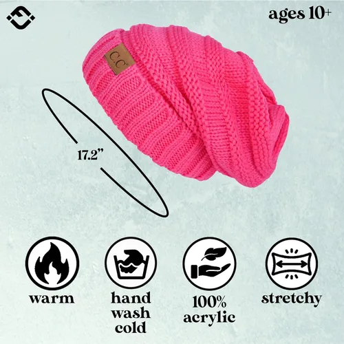 Miniatura 258 de Funky Junque Gorro de moda de punto trenzado de talla extragrande, grueso, abrigado, suave y holgado