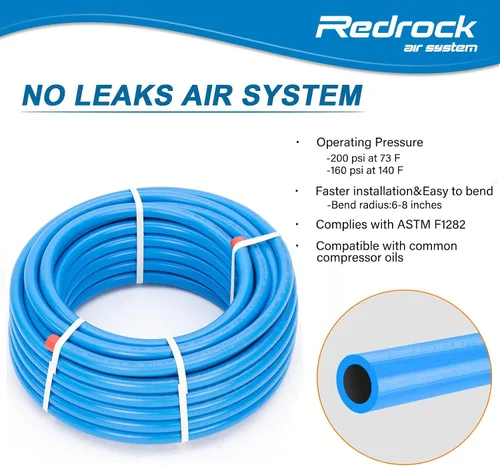 Miniatura 3 de Sistema de aire rápido de 3/4 x 100 pies, 3 vías de salida de HDPE, sistema de tuberías comprimidas de aire comprimido de aluminio con bloques