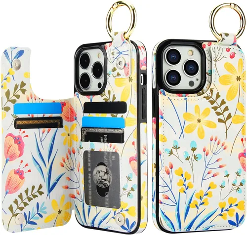 Miniatura 22 de HAOPINSH para iPhone 13 Estuche tipo cartera con tarjetero, patrón de leopardo blanco y guepardo, funda con tapa trasera para mujer y niña, ranuras