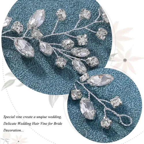 Miniatura 6 de JAKAWIN Bride Wedding Hair Piece Rhinestone Bridal Hair Accessories Diamond Hair Vine for Women HV113 1 Plateado