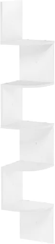 Furinno Rossi - Estante esquinero de pared con 5 niveles, montaje flotante radial, color blanco