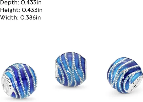 Miniatura 5 de Pandora Jewelry - Abalorio de onda azul, dije original para pulseras Pandora, perfecto para mamá, hija, hermana y más, plata de ley y esmalte