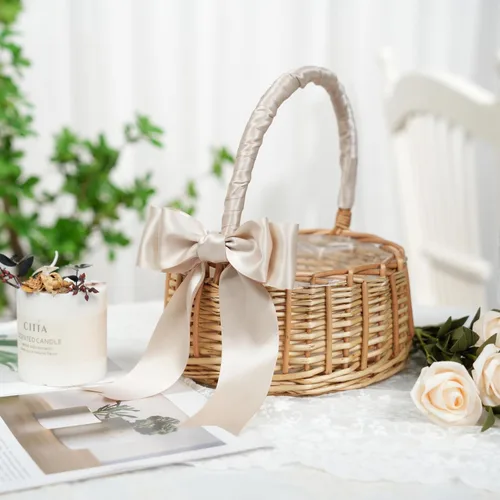 Miniatura 5 de Cinta de Satén Champán - 2 Pulgadas de Doble Cara Gruesa de Seda Champán Nude para Decoración de Bodas, Envoltura de Regalos, Recuerdos de Fiesta