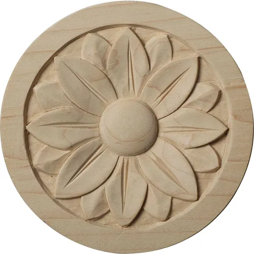 Miniatura 9 de Ekena Millwork ROS03X03BERW Roseta redonda Bedford, 3 1/2 pulgadas de ancho x 3 1/2 pulgadas de alto x 1/2 pulgadas de P, madera de caucho