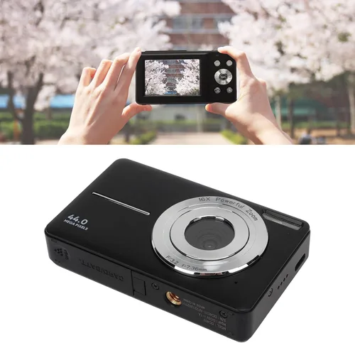 Miniatura 6 de Cámara digital con 1080P, pantalla de 2.4 pulgadas, punta y disparo compactos, zoom 16X, portátil para principiantes, niños (negro)