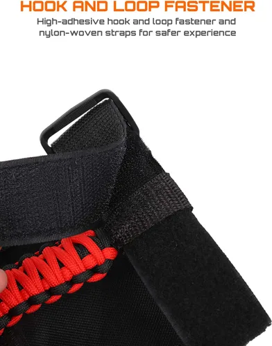 Miniatura 4 de Savadicar 2 asas de agarre de barra enrollable para Jeep Wrangler YJ TJ JK JKU JL JLU & Gladiator JT 1987-2023, accesorios interiores, negro y rojo