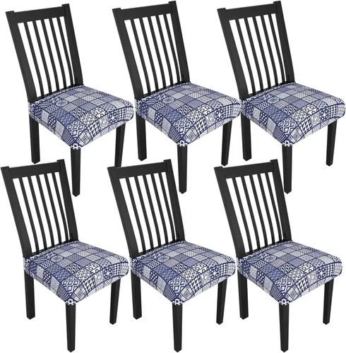 Miniatura 65 de Juego de 4 fundas elásticas para sillas de comedor, fundas para sillas de comedor con estampado floral, fundas para asientos de sillas con estampado